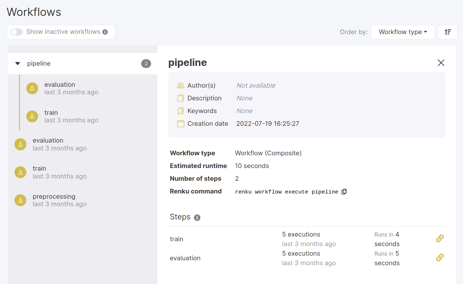 Workflow details