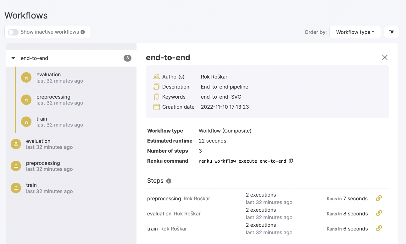 Workflow details
