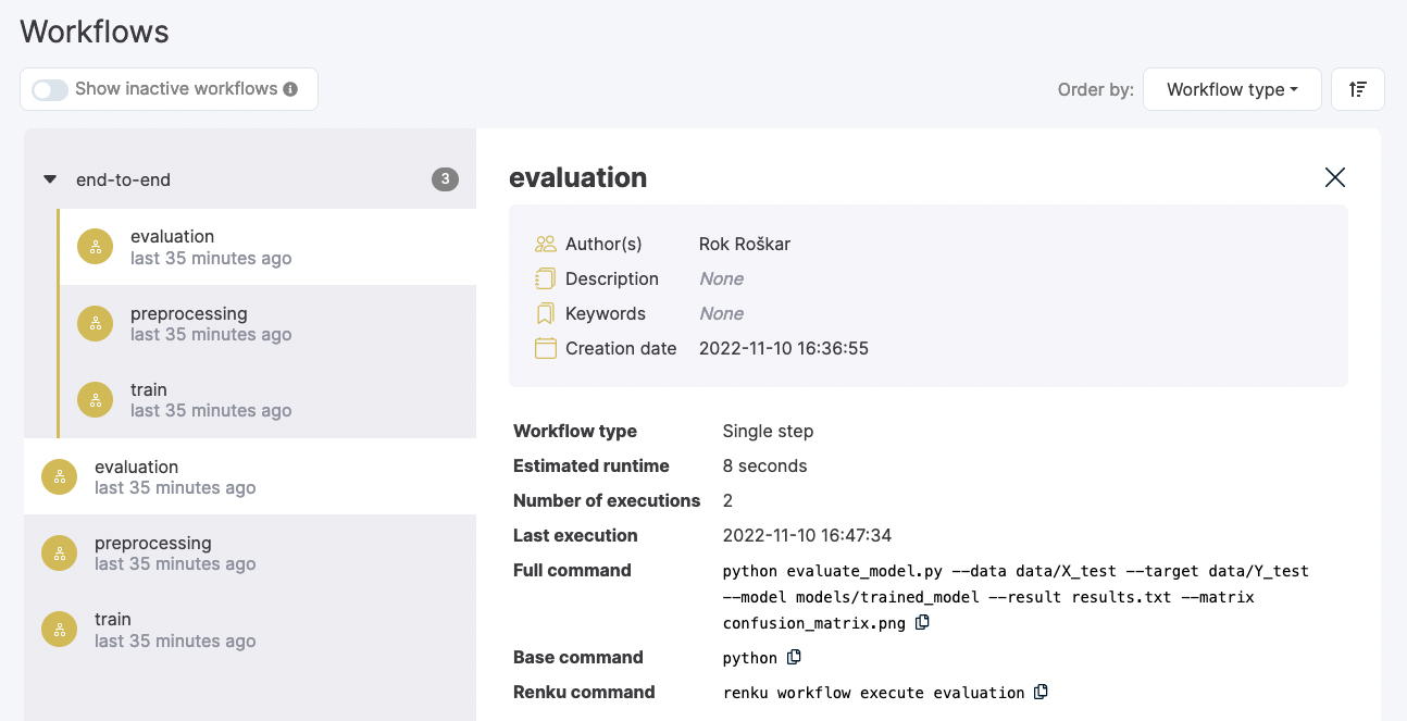 Workflow step details