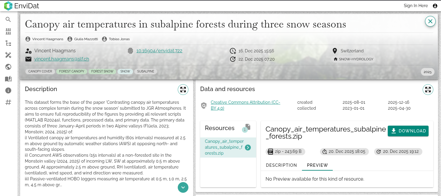 EnviDat dataset screenshot