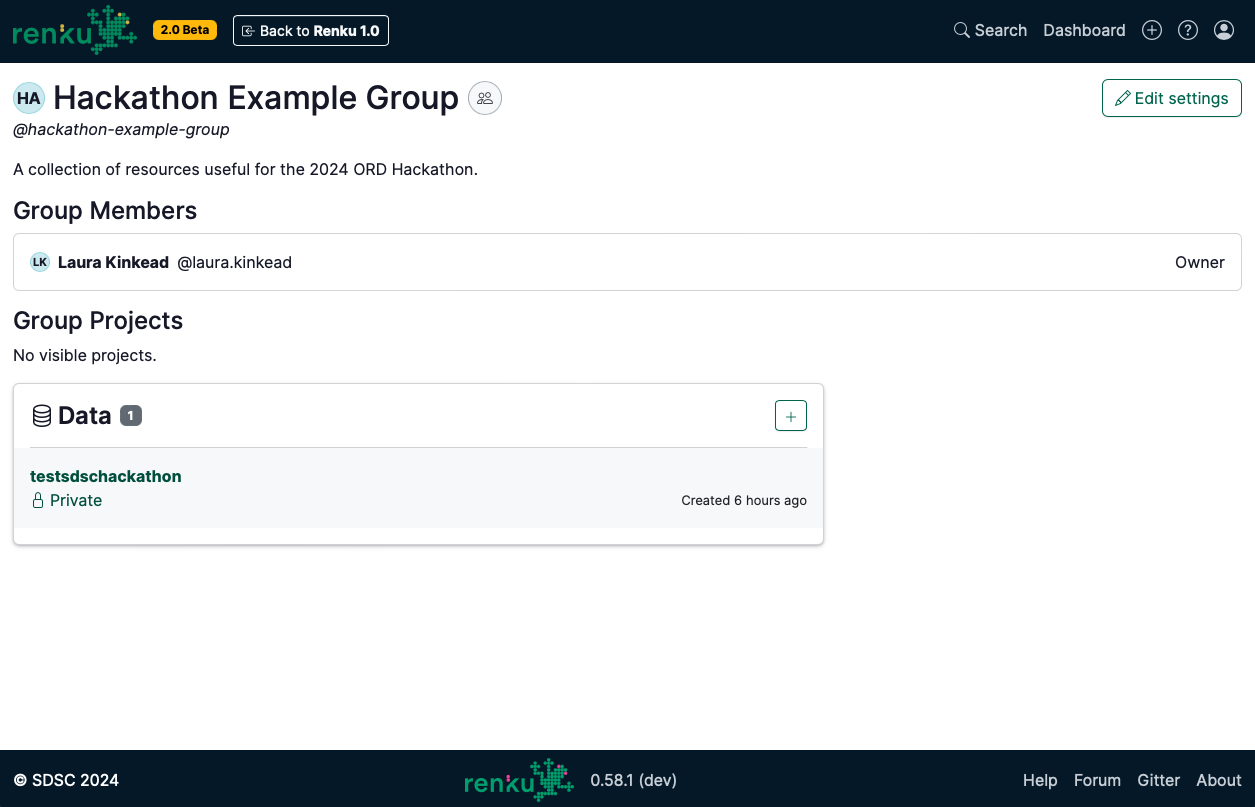 An example of a data connector displayed on a group page.