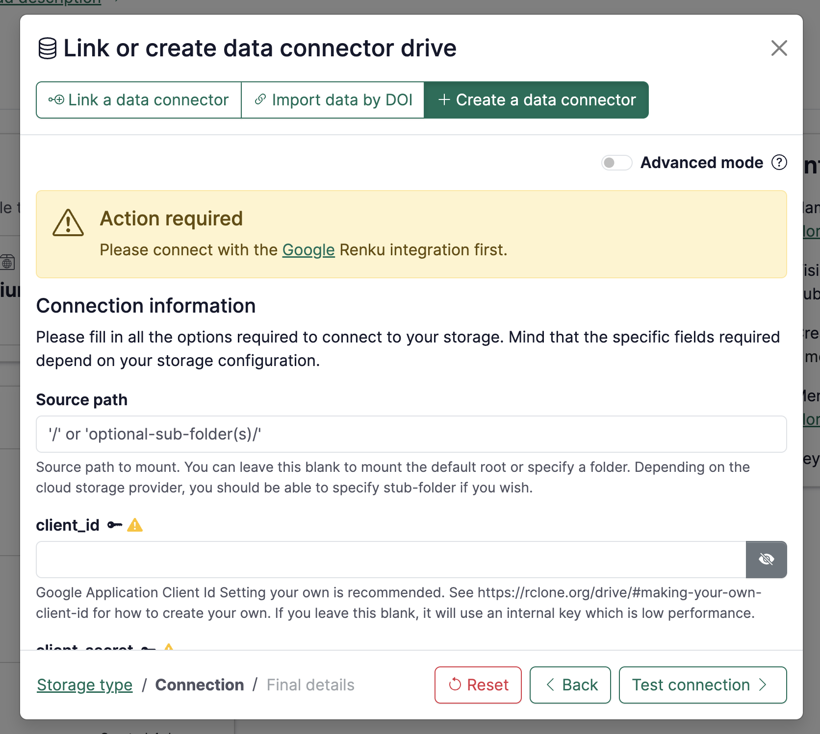 Selecting drive or dropbox